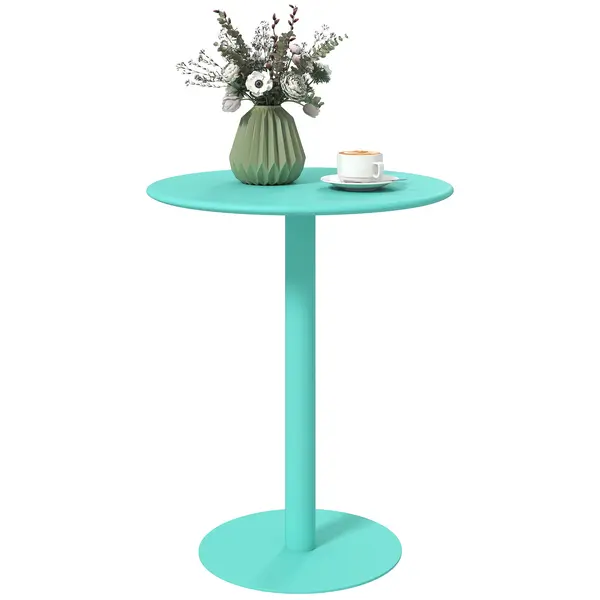 HOMCOM Masă de dining rotundă pentru 2 persoane Ø60 cm modernă cu bază rotundă cadru din oțel pentru interior și exterior verde | Aosom Romania