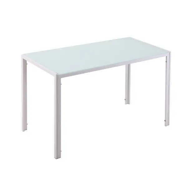 HOMCOM Masă Dreptunghiulară pentru 4 Persoane din Metal și Sticlă Securizată, 120x60x75 cm, Alb | Aosom Romania