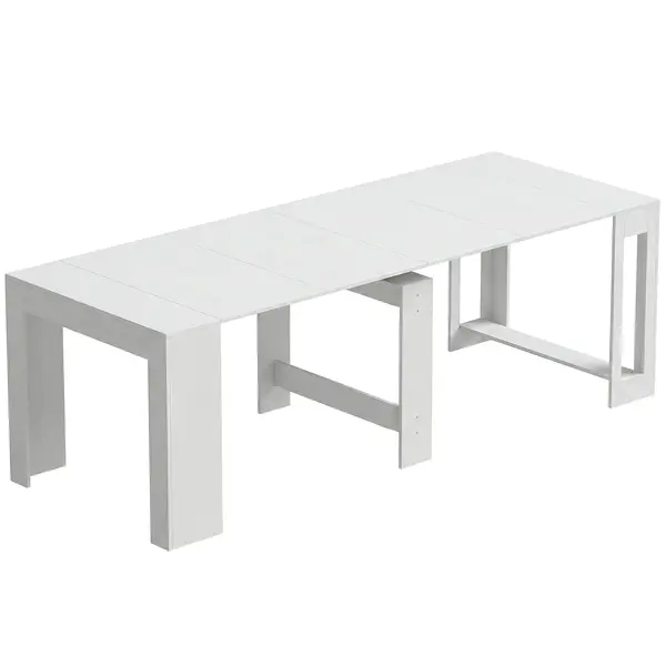 HOMCOM Masă Extensibilă Convertibilă în Consolă pentru 10 Persoane, PAL, Oțel, 240 x 90 x 78 cm, Alb | Aosom Romania
