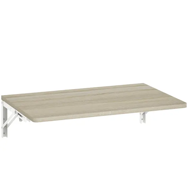 HOMCOM masă pliantă de perete 60x40 cm, birou flotant economisitor de spațiu cu colțuri rotunjite, pentru birou de acasă, living, dormitor, bucătărie, stejar | Aosom Romania
