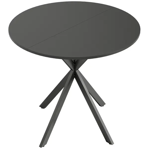 HOMCOM Masă rotundă de bucătărie, 80 cm, blat compact, placă aglomerată, metal, Negru | Aosom Romania
