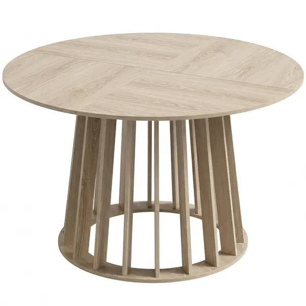 HOMCOM Masă rotundă pentru 4–6 persoane, Ø 120 x 75 cm, masă de bucătărie cu picior din șipcă rezistent, lemn natural | Aosom Romania