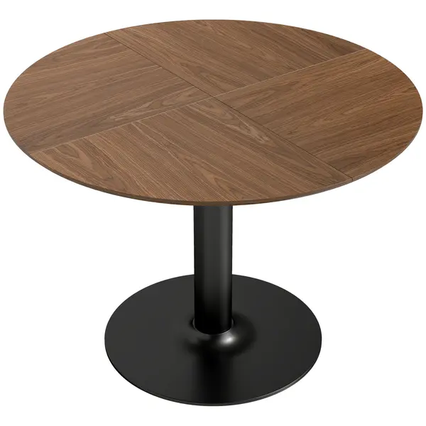 HOMCOM Masă rotundă pentru 6 persoane, masă de bucătărie cu blat generos și bază din oțel, Ø 110 x 78 cm, maro | Aosom Romania