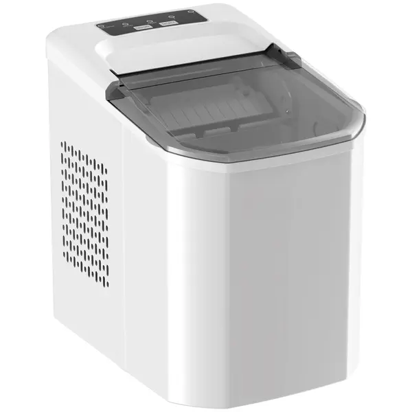 HOMCOM Mașină de Gheață cu Curățare Automată 12 kg/24H 9 Cuburi Gata în 7 Minute 2 Mărimi de Gheață 1,5L Rezervor Alb | Aosom Romania