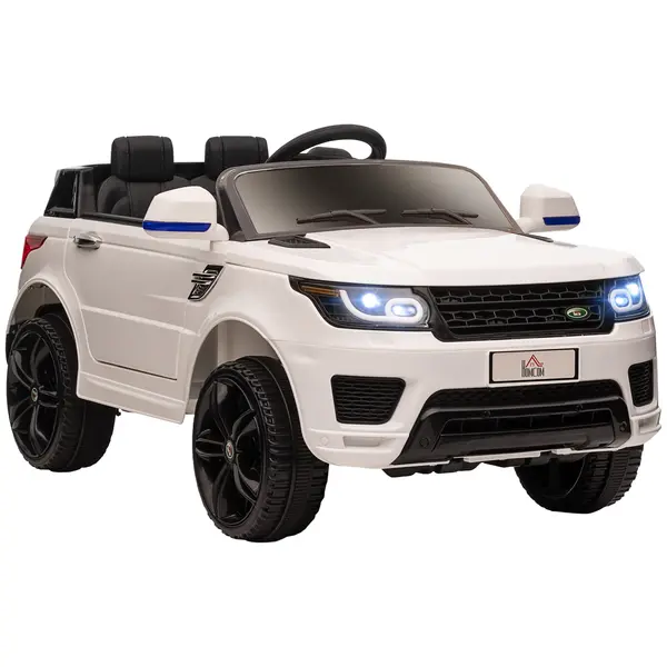 HOMCOM Mașinuță Electrică pentru Copii cu Motor Dublu, Suspensie și Telecomandă, 110x68x52 cm, Alb | Aosom Romania