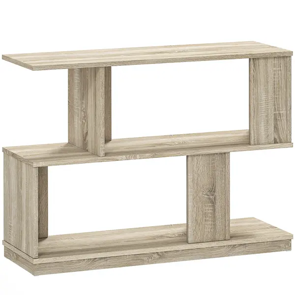 HOMCOM Măsuță de cafea modernă în formă de S cu 4 rafturi 90x30x61 cm Lemn | Aosom Romania