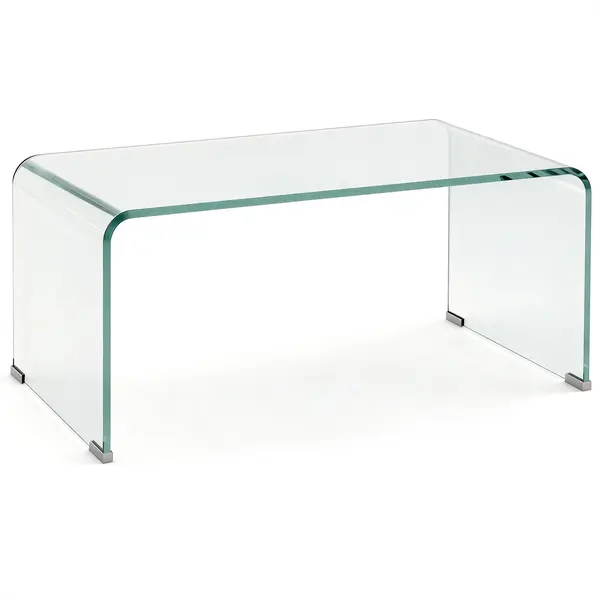 HOMCOM Măsuță din Sticlă Temperată Modernă pentru Living cu Design Monobloc, 80 x 45 x 35 cm, Transparent | Aosom Romania