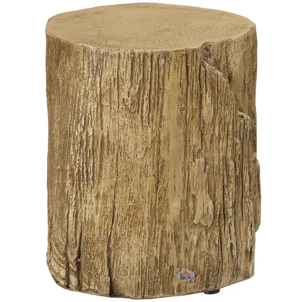 HOMCOM Măsuță laterală aspect toc de copac picioare nivelabile 37 cm x 37 cm x 43 cm beton maro | Aosom Romania