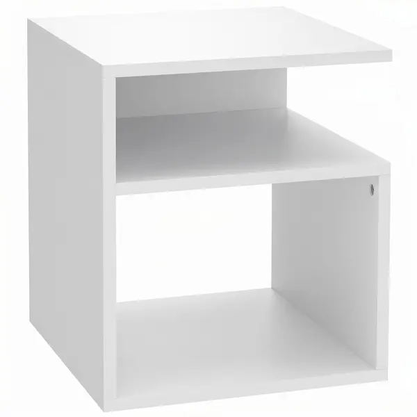 HOMCOM Măsuță modernă pentru living cu 3 rafturi deschise, pentru living, dormitor, birou, Alb | Aosom Romania