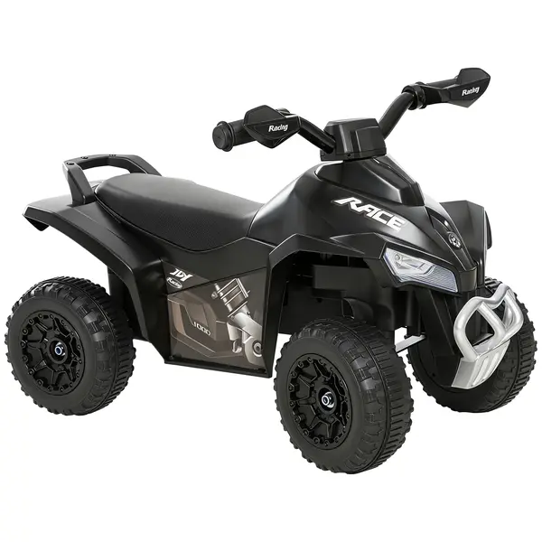 HOMCOM Mini quad pentru copii 18-36 luni, fără pedale, cu muzică și mânere late, PP și metal, negru | Aosom Romania