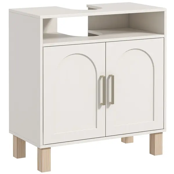 HOMCOM Mobilier baie sub chiuvetă mobilier sub chiuvetă dulap 2 uși cu raft reglabil 60 x 30 x 63 cm alb | Aosom Romania