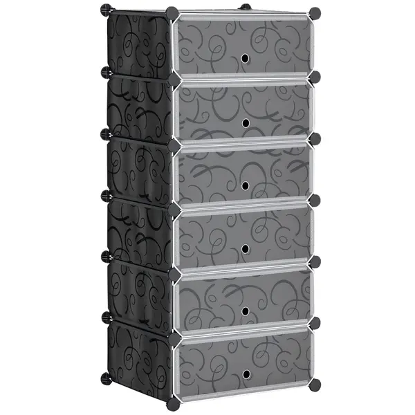 HOMCOM Mobilier de depozitare pentru pantofi modular 6 cuburi dreptunghiulare empilabile - negru | Aosom Romania