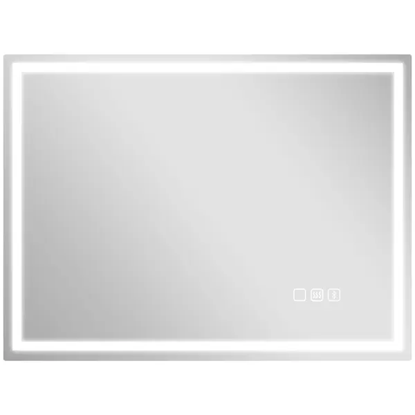 HOMCOM Oglindă Baie Anti-aburire Con Lumină Led E Difuzor Bluetooth 80x60 cm | Aosom Romania