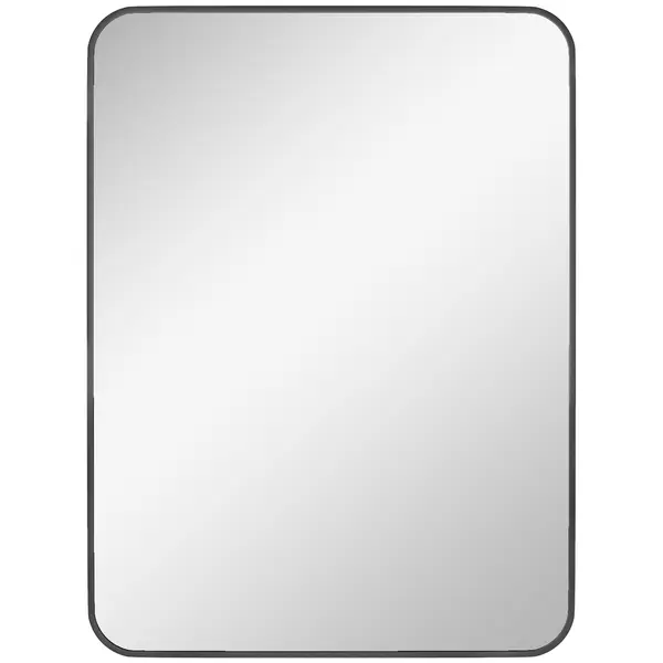 HOMCOM Oglindă de Baie 60 x 80 cm Oglindă Decorativă de Perete cu Ramă Metalică și Cârlig Ușor de Agățat pentru Sufragerie, Hol, Intrare - Negru | Aosom Romania