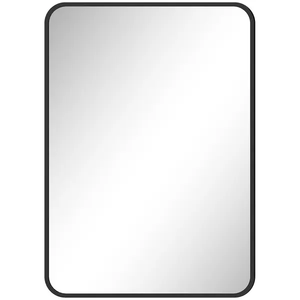 HOMCOM Oglindă de baie cu ramă metalică și agățătoare, 50x2.5x70 cm, negru | Aosom Romania