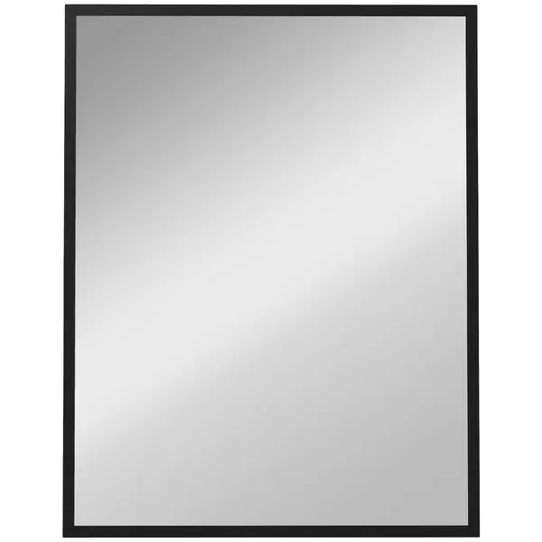 HOMCOM Oglindă de Perete din Sticlă și MDF, cu Cârlige, 70 x 90 cm, Negru | Aosom Romania