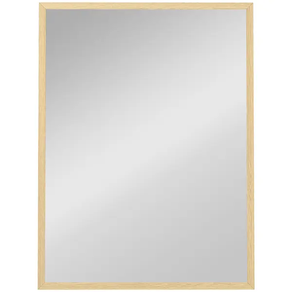 HOMCOM Oglindă de perete dreptunghiulară 80 x 60 cm, ramă din lemn natural, ideală pentru baie, living sau dormitor | Aosom Romania