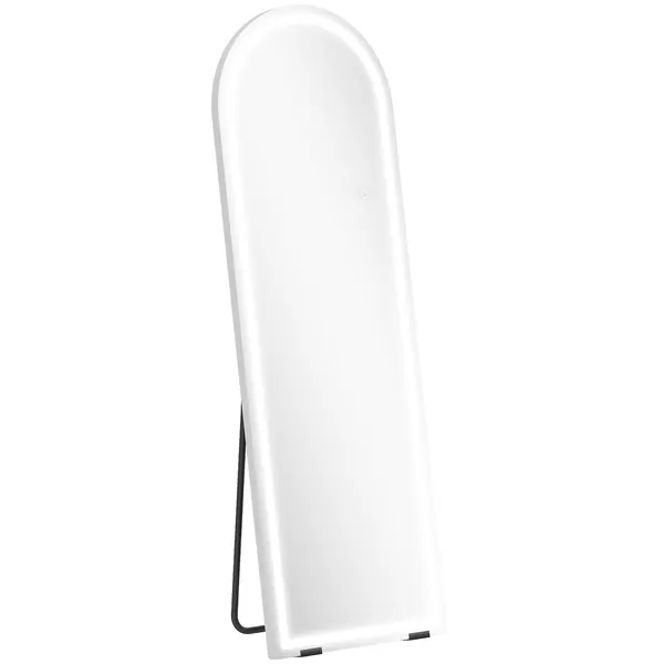 HOMCOM Oglindă de Podea Corp Întreg cu Lumină 150x50cm Arcuată fără Ramă 3 Temperaturi de Culoare Luminozitate Reglabilă Transparent | Aosom Romania