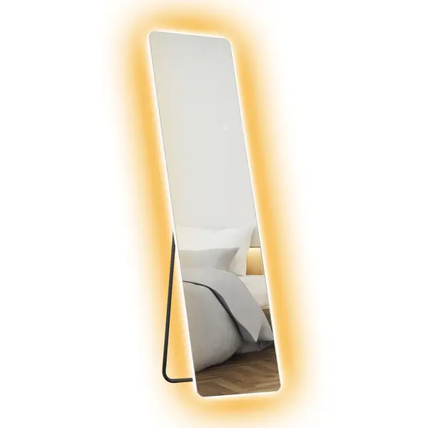 HOMCOM Oglindă întreagă cu LED-uri, control tactil, reglabil, fără ramă, 40 x 150 cm | Aosom Romania
