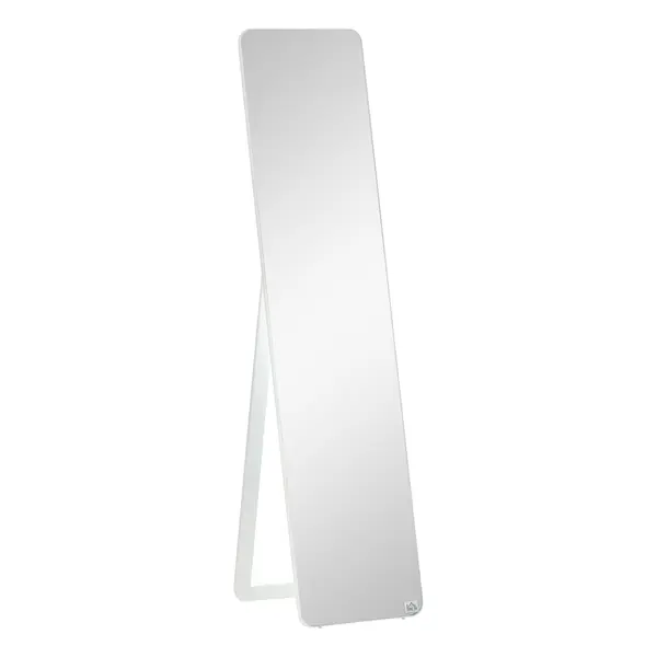 HOMCOM Oglindă pe Picior și de Perete dreptunghiulară dim. 37L x 43l x 156H cm Aspect Lemn Alb | Aosom Romania