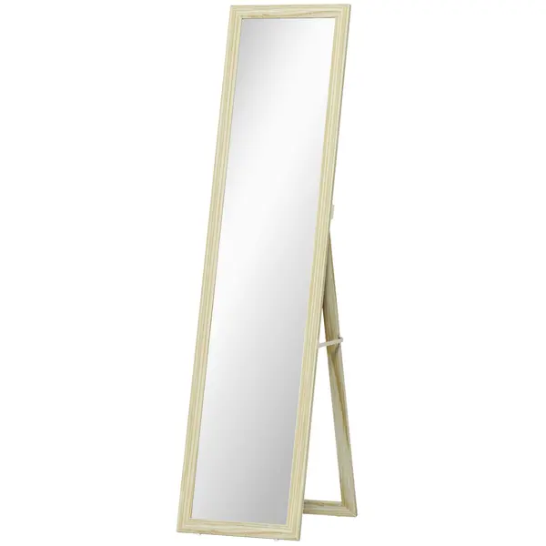 HOMCOM Oglindă pe suport și de perete dreptunghiulară oglindă în picioare full length Dressing Dormitor Living 37x37x154cm lemn natural | Aosom Romania
