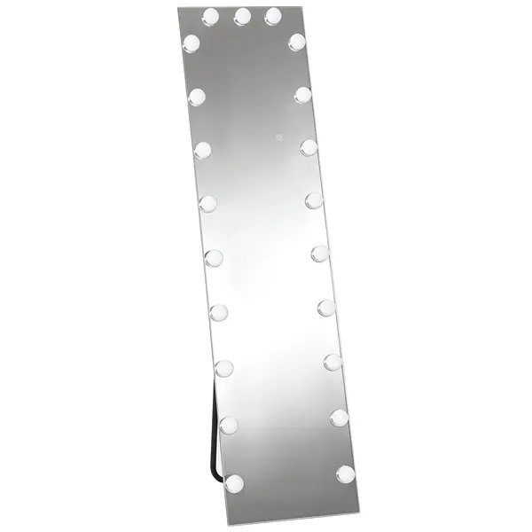 HOMCOM Oglindă pentru corp întreg 150x40 cm LED RGB, oglindă de podea cu 21 becuri, 7 culori, buton tactil, funcție memorie | Aosom Romania