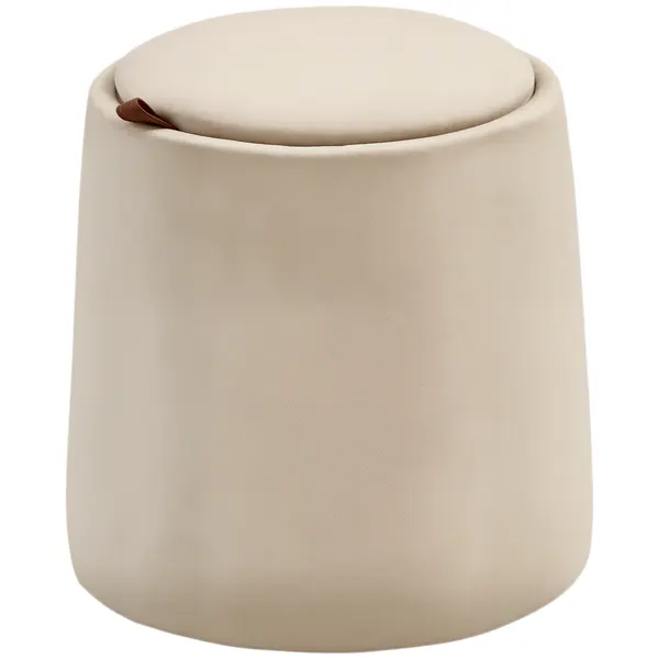 HOMCOM Otoman 2 în 1 cu catifea, cu depozitare și capac detașabil Φ44 cm x 47,5 cm Bej | Aosom Romania