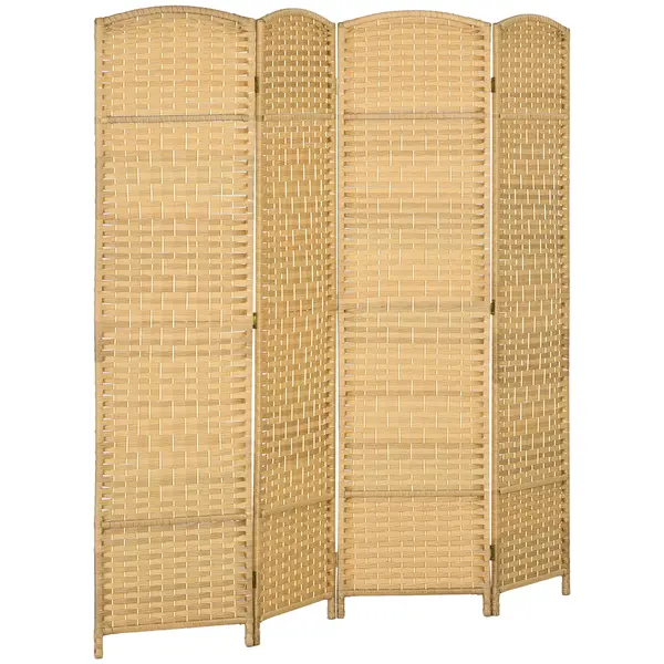 HOMCOM Paravan 4 Panouri Pliabile Per Interni Împletit 180x180cm | Aosom Romania