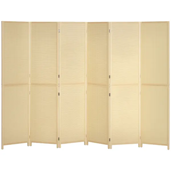 HOMCOM Paravan din lemn de bambus 6 panouri 270 x 180 cm separator de camera cloison de separare pliabil - natural | Aosom Romania