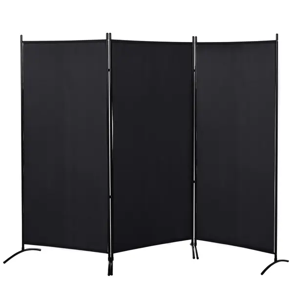 HOMCOM Paravan interior cu 3 panouri, separeu pliabil pentru spatii din metal si poliester, 253x50x182cm, bej | Aosom Romania