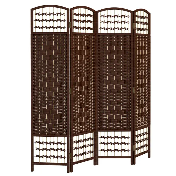 HOMCOM Paravan interior din lemn separator de cameră despărțitură pliabilă 4 panouri 160 x 170 cm maro | Aosom Romania