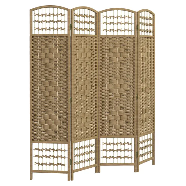 HOMCOM Paravan interior din lemn separator de cameră separator pliabil 4 panouri 160 x 170 cm lemn natural | Aosom Romania