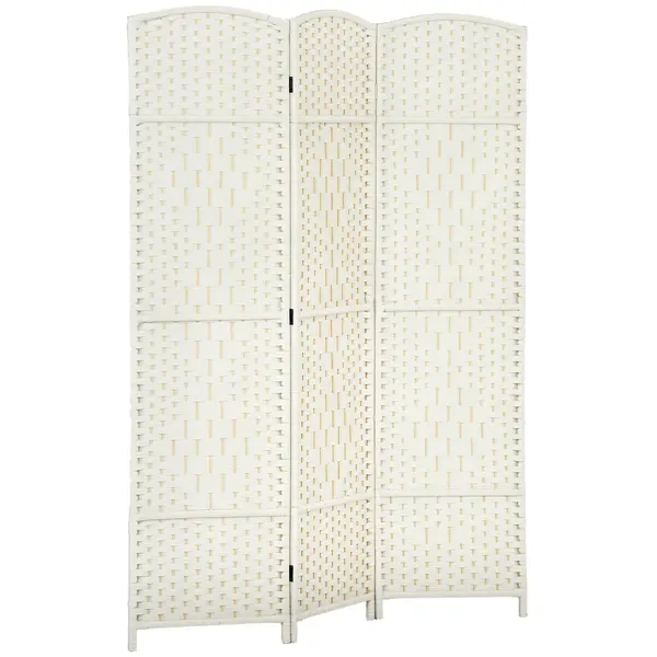 HOMCOM Paravent interior din lemn 3 panouri separator de cameră pliabil pentru living dormitor 135 x 180 cm alb | Aosom Romania