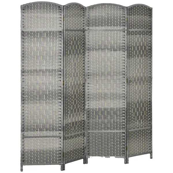 HOMCOM Paravent interior din lemn 4 panouri divizor de cameră pliabil pentru sufragerie dormitor 180 x 180 cm gri mixt | Aosom Romania