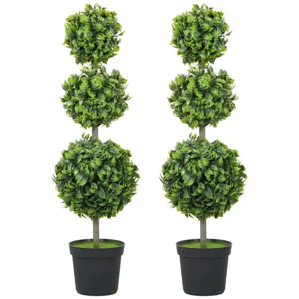 HOMCOM Plante artificiale în ghiveci, frunze din plastic, pământ flocos, Verde | Aosom Romania