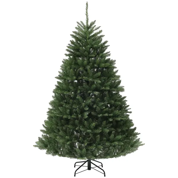 HOMCOM Pom de Crăciun Artificial Înalt de cu 1838 Ramuri, Pom de Crăciun Realist cu Bază de Oțel, Ø130x195 cm, Verde | Aosom Romania
