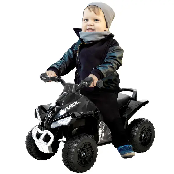 HOMCOM Porteur Copii Quad 18-36 Luni dim. 67L x 38l x 44H cm Efecte Luminoase și Sonore Negru | Aosom Romania