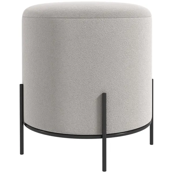 HOMCOM Pouf taburet pouf suport pentru picioare din catifea cu picioare din oțel pentru salon dormitor Ø 35 x 38 cm gri deschis | Aosom Romania