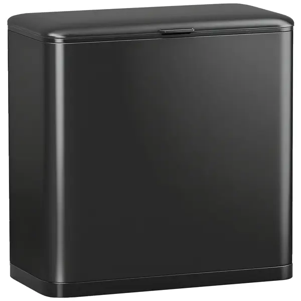 HOMCOM Pubelă 8 L cu Capac din Oțel Inoxidabil, Suspendată sau de Sine Stătătoare, 29,7x17,4x30 cm, Negru | Aosom Romania