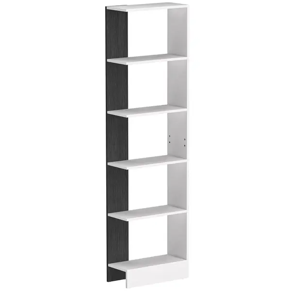 HOMCOM Raft Îngust cu 5 Etajere, Raft Economisitor de Spațiu Modern din Lemn, Bibliotecă pentru Baie, Living, Dormitor, Birou, 45x21x170 cm, Alb și Negru | Aosom Romania
