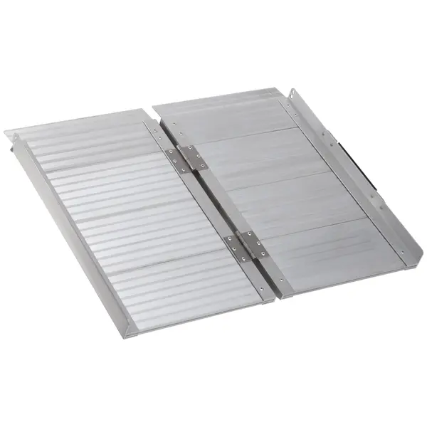 HOMCOM Rampă Pliabilă pentru Scaun cu Rotile cu Margini Exterioare, 61x74x5 cm, Argintiu | Aosom Romania