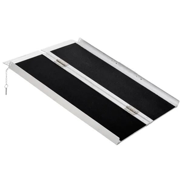 HOMCOM Rampă portabilă pliabilă pentru scaun cu rotile, 91x72 cm, din aluminiu, 270 kg, argintie | Aosom Romania