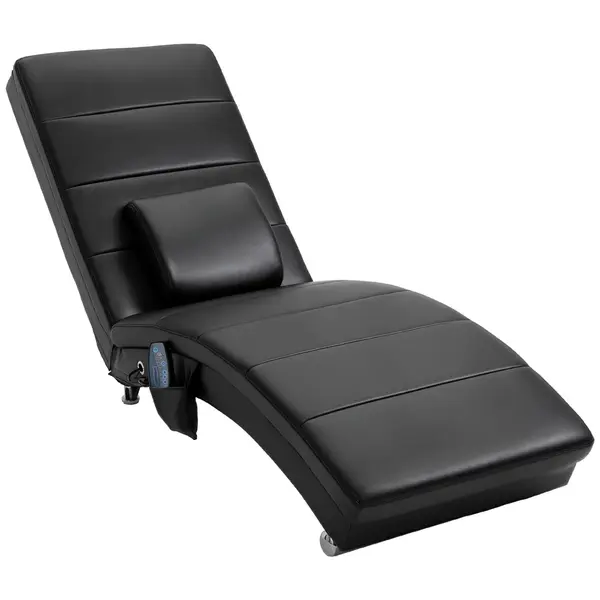 HOMCOM Relaxliege cu funcție de masaj, fotoliu de lounge ergonomic cu spătar înalt, cu funcție de masaj și pernă cu design Zero-G, fotoliu de lounge din piele ecologică, metal, spumă, negru, 58 x 163 x 87 cm | Aosom Romania