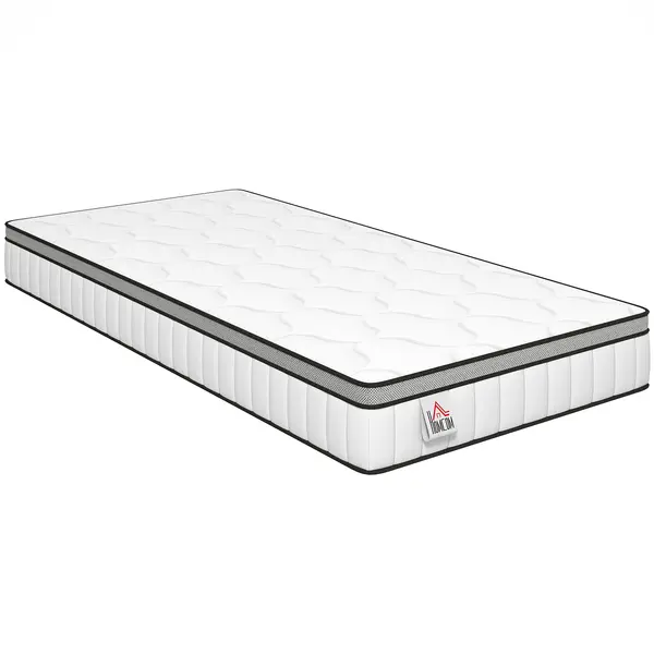 HOMCOM Saltea 90 x 190 cm, grosime 20cm, saltea cu arcuri ensachate 7 zone spumă cu memorie infuzată cu gel răcoritor | Aosom Romania