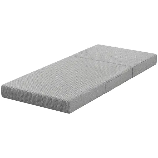 HOMCOM Saltea pliabilă 200 x 90 cm, 15 cm, saltea pliabilă, saltea de podea portabilă cu husă lavabilă, certificată Oeko-Tex | Aosom Romania