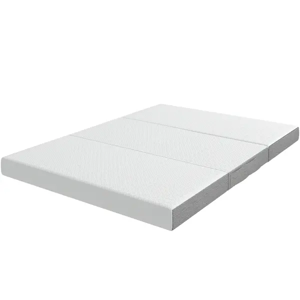 HOMCOM Saltea pliabilă în 3 părți, 140x190x15cm, Saltea de oaspeți din spumă cu memorie infuzată cu gel, Alb | Aosom Romania