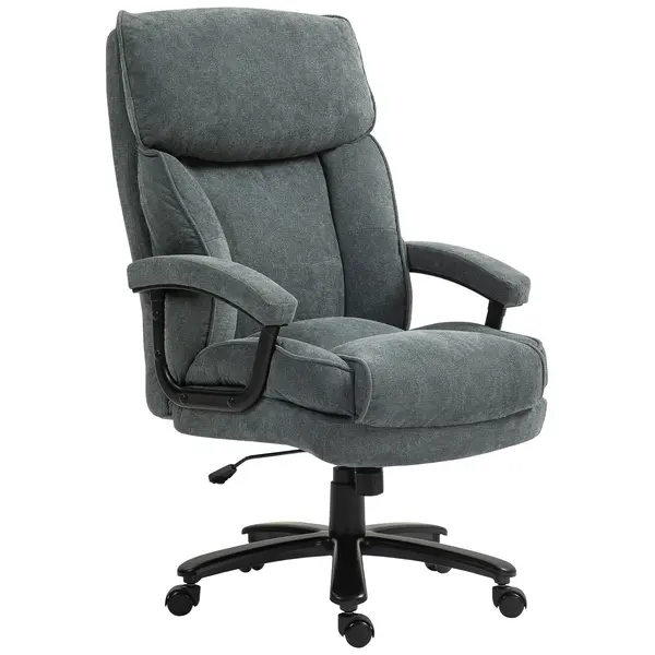 HOMCOM Scaun de Birou cu Spătar Înalt și Înălțime Reglabilă, 68,5x79x117-125 cm, Gri | Aosom Romania