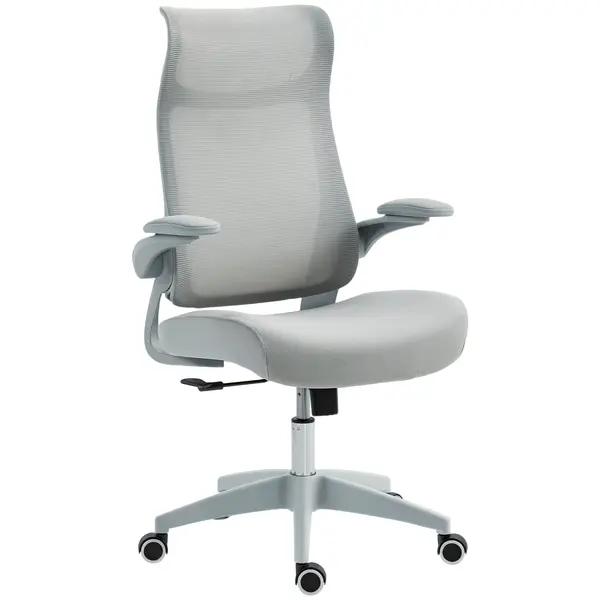 HOMCOM Scaun de birou ergonomic cu cotiere reglabile și tetieră, gri | Aosom Romania