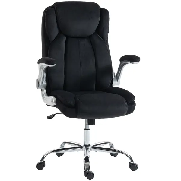 HOMCOM Scaun de birou ergonomic cu spătar înalt brațe rabatabile șezut cu arcuri înălțime reglabilă Negru | Aosom Romania