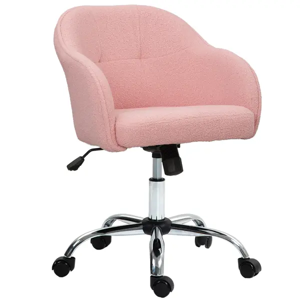 HOMCOM Scaun de birou, fotoliu de birou ergonomic, înălțime reglabilă, cu scaun și spătar umplute, roz | Aosom Romania